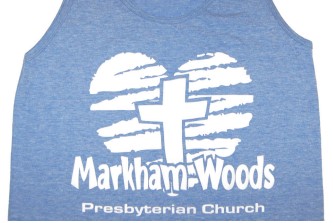 Wholesale tri-blend tank that was printed with an underbase then a bleed-resistant white ink.