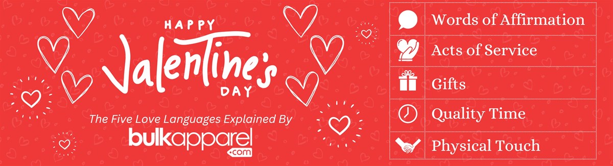 Banner for Valentine's Day message with five love language.
