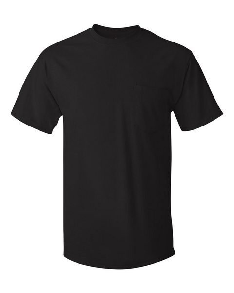 Hanes 5590 Tagless T-Shirt with a Pocket - Black