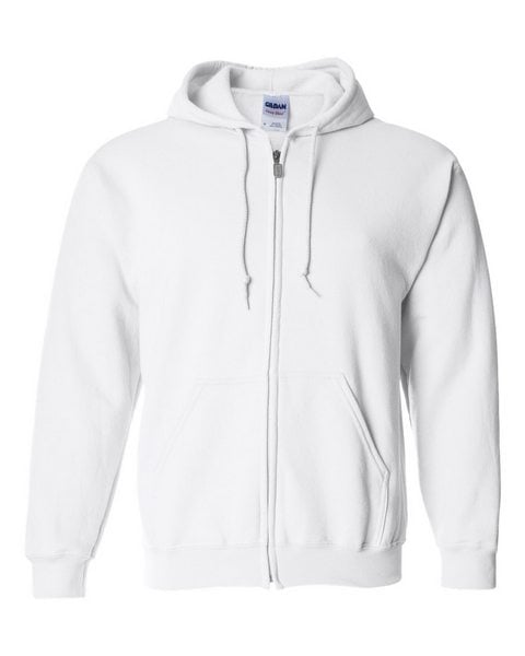 Gildan 18600 Heavy Blend Full-Zip Hooded Sweatshirt - White