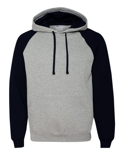 Jerzees 96CR Nublend Colorblocked Raglan Hooded Sweatshirt - Oxford/ Black
